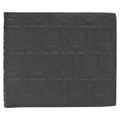 Ferragamo Bi-fold Gancini Wallet In Black Leather
