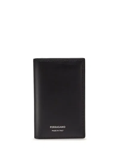 Ferragamo Bi-fold Leather Cardholder In Black