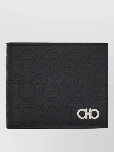 Ferragamo Bi Fold Leather Wallet And Card Case In Black