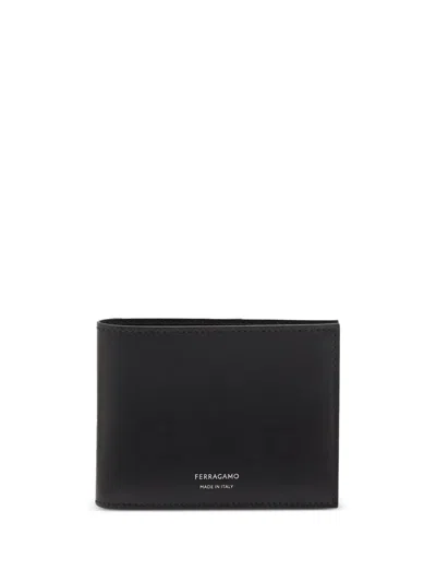 Ferragamo Bi-fold Leather Wallet In Black