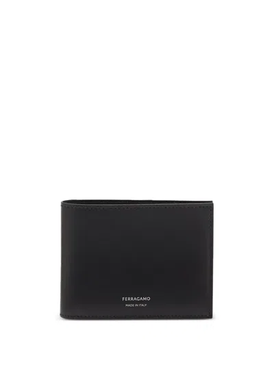 Ferragamo Bi-fold Leather Wallet In Black