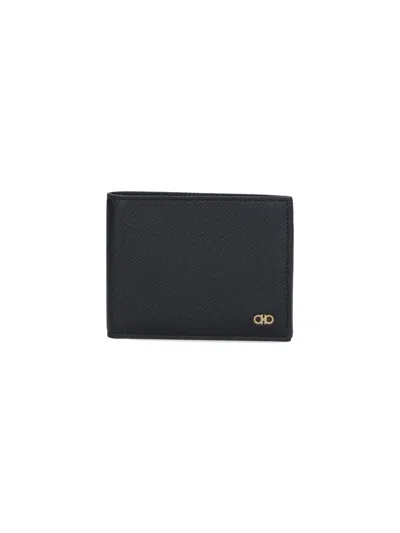 Ferragamo Bi-fold Wallet "gancini" In Black