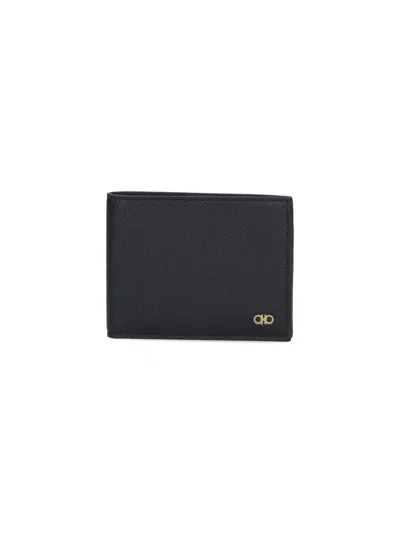 Ferragamo Bi-fold Wallet Gancini In Black