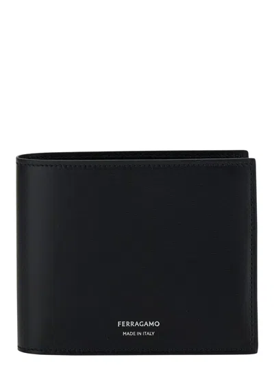 Ferragamo Logo Stamp Bi-fold Wallet In Black