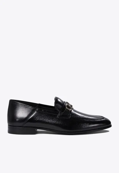 Ferragamo Biarritz Leather Loafers In Black