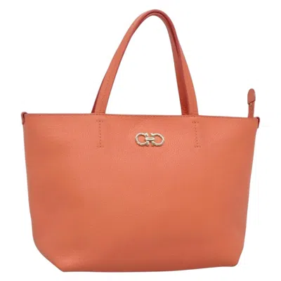 Pre-owned Ferragamo Bice Tote Leather Leather Tote Bag Bag () In Orange