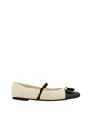 FERRAGAMO BICOLOR NEW VARA PLATE BALLERINAS