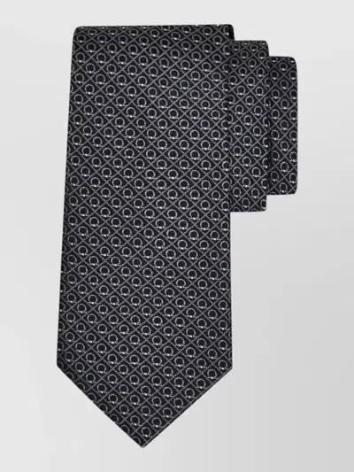 Ferragamo Biella Gancini Jacquard Silk Tie Pointed Tip In Multi