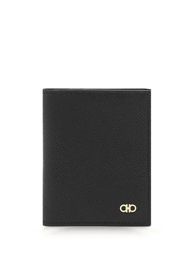 Ferragamo Micro Gancio Bi-fold Card Holder In Blue