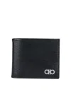 Ferragamo Gancini Leather Bifold Wallet In Black