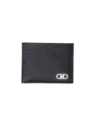 Ferragamo Bi-fold Wallet "gancini" In Black