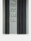 Ferragamo 'big Logo' Grey Silk Blend Scarf In Grey
