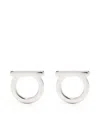 Ferragamo Gancini Stud Earrings With Glossy Gold Finish In Silver