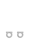 Ferragamo Gancini Crystals Large Earrings In Crystal/palladium