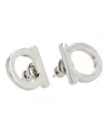 Ferragamo Circular Minimalist Bijoux Earrings With Silver-tone Finish In Metallic