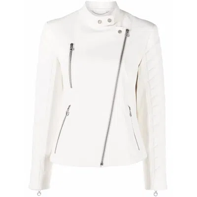 Ferragamo Biker Leather Jacket In White