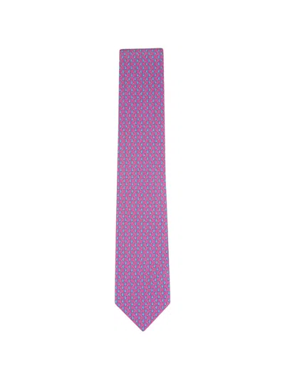Ferragamo Bird-print Tie In Purple