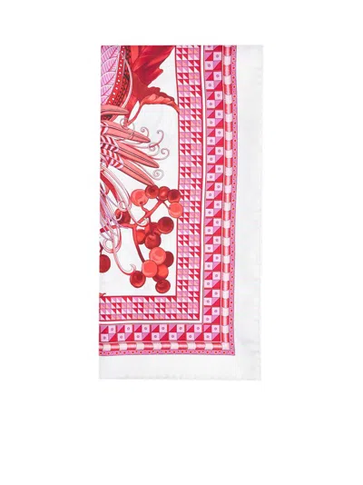 Ferragamo Birds Of Paradise Print Square Scarf In Ivory