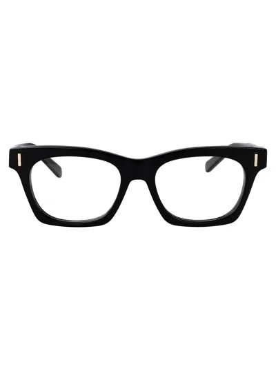 Ferragamo Black Acetate Glasses In Metallic