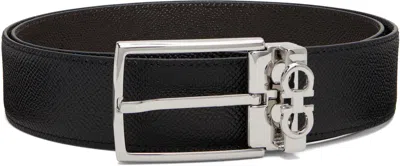 Ferragamo Black Adjustable Gancini Reversible Belt