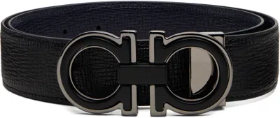 Ferragamo Black Adjustable Gancini Reversible Belt