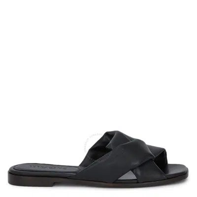 FERRAGAMO FERRAGAMO BLACK ALRAI CROSSOVER-STRAP NAPPA SLIDES