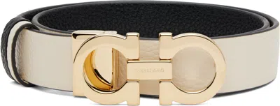 Ferragamo Black & Beige Medium Gancini Reversible Belt