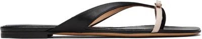 Ferragamo Black & Beige Mini Bow Flip-flops
