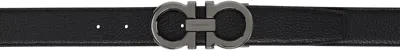 Ferragamo Black & Brown Adjustable Gancini Reversible Belt In Nero Hickory