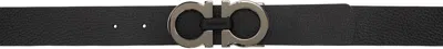 Ferragamo Black & Brown Adjustable Gancini Reversible Belt In Nero Hickory