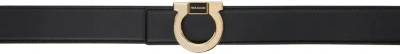 Ferragamo Black & Brown Fixed Gancini Reversible Belt In Nero Hickory