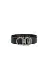 Ferragamo Black And Brown Gancini Buckle Double-sided Belt In Black