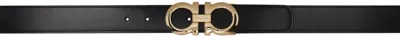 Ferragamo Black & Brown Reversible Gancini Belt In Nero Hickory