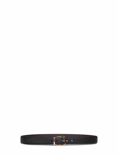 Ferragamo Black And Dark Brown Reversible Gancini Belt