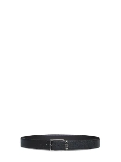 Ferragamo Black And Dark Brown Reversible Gancini Belt