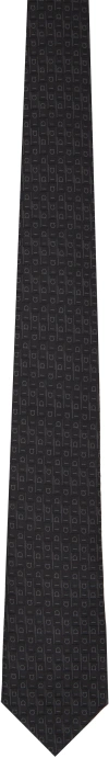 Ferragamo Black & Gray '' Monogram Jacquard Tie