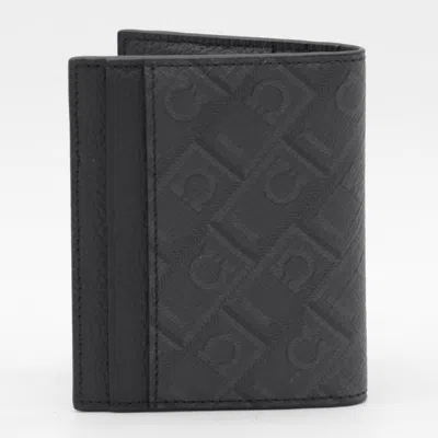 Ferragamo Black And Grey Leather Card Holder