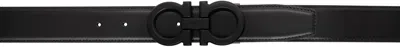 Ferragamo Black & Navy Adjustable Gancini Reversible Belt In Nero Blue Marine