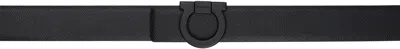 Ferragamo Black & Navy Fixed Gancini Reversible Belt In Nero Midnight
