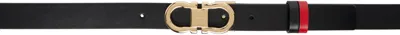 Ferragamo Black & Red Adjustable Gancini Reversible Belt In 003 Nero || Flame Re