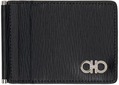 Ferragamo Black & Red Gancini Card Holder In Nero Red