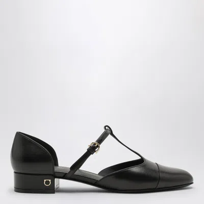 FERRAGAMO FERRAGAMO BLACK BALLERINA T-STRAP