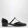 Ferragamo Linette Leather T-strap Ballerina Flats