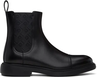 Ferragamo Black Beat Camden Chelsea Boots In Nero