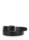 Ferragamo Black Belt With Gancini Buckle In Leather Man In Black