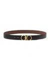 Ferragamo Gancini Reversible Belt In Black