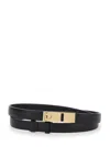 Ferragamo Black Belt With Gancini Detail On The Buckle In Black