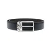 Ferragamo Men Gancini Leather Belt In Blue