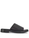 Ferragamo Crossover-strap Leather Slides In Black