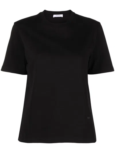 FERRAGAMO BLACK BLACK LOGO PRINT T-SHIRT